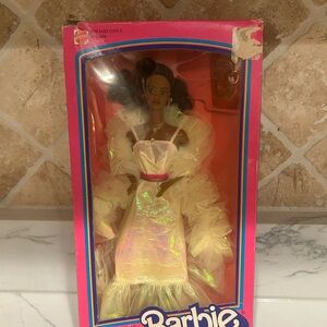 1983 Crystal Barbie in Iridescent Yellow Gown with Pink Waistband